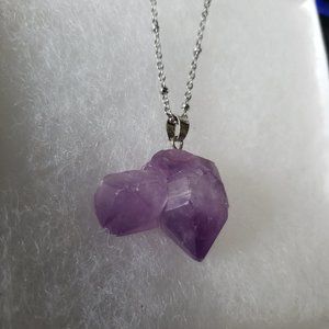 2/15$ NWOT Amethyst nugget pendant on stainless steel chain